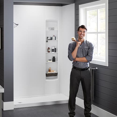 Image of White Shower With Kohler Rep