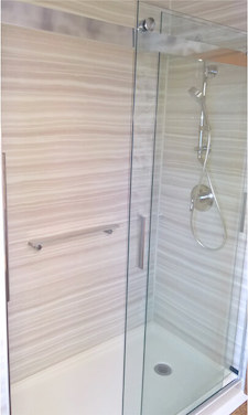 Photo of a Kohler LuxStone Shower that was installed in a customer's bathroom
