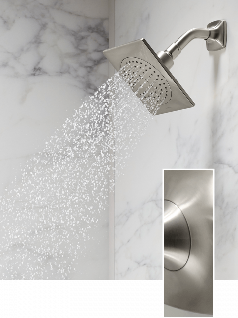 Showerhead with square detailing