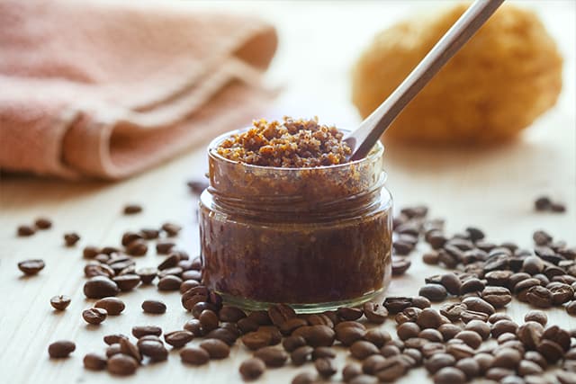 coffee scrub and coffee beans