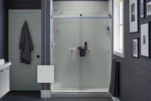 Image of LuxStone shower with Ice Grey walls'