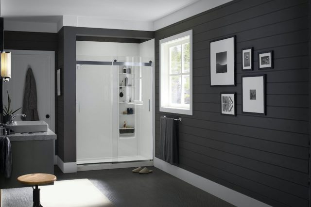 Modern farmhouse bathroom door'