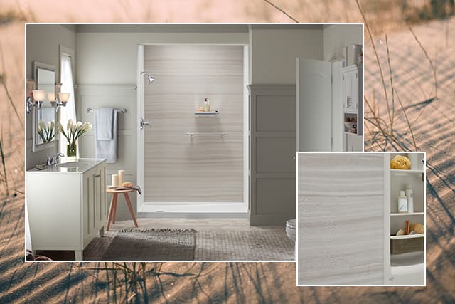 Photo of beach texture with shower photo and VeinCut dune wall design