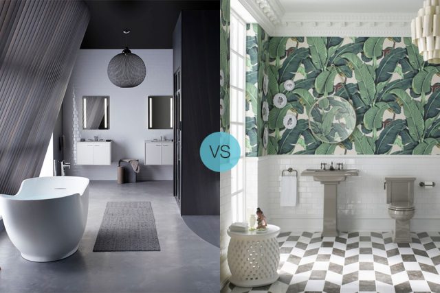 minimalism vs maximalism in bathrooms'