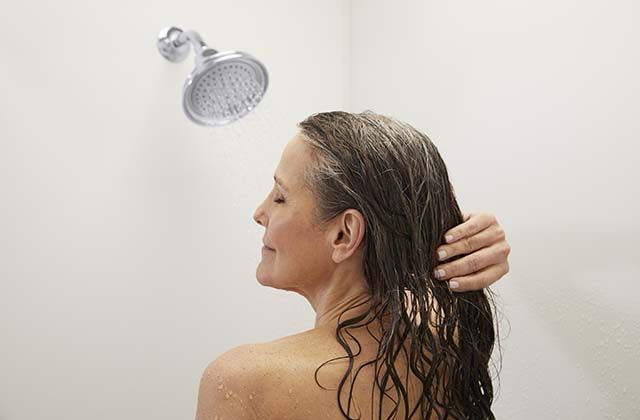 woman in shower