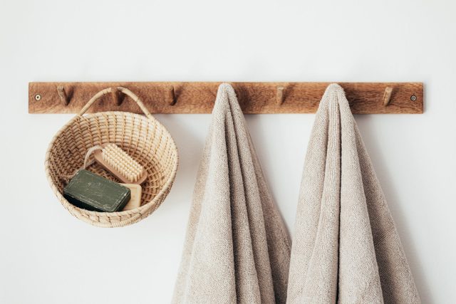 towels hanging on wall