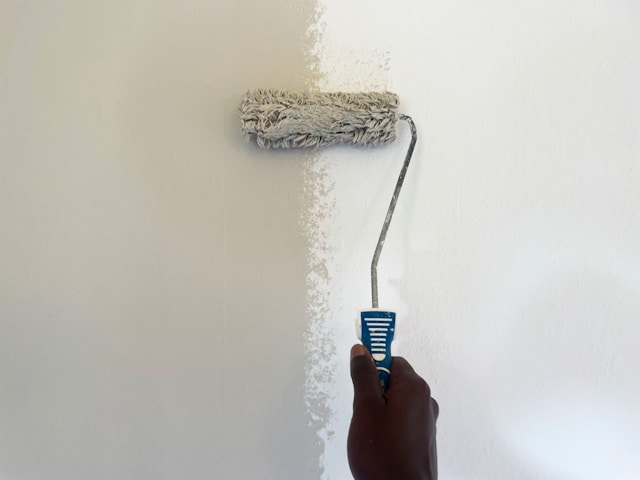 person painting the wall'