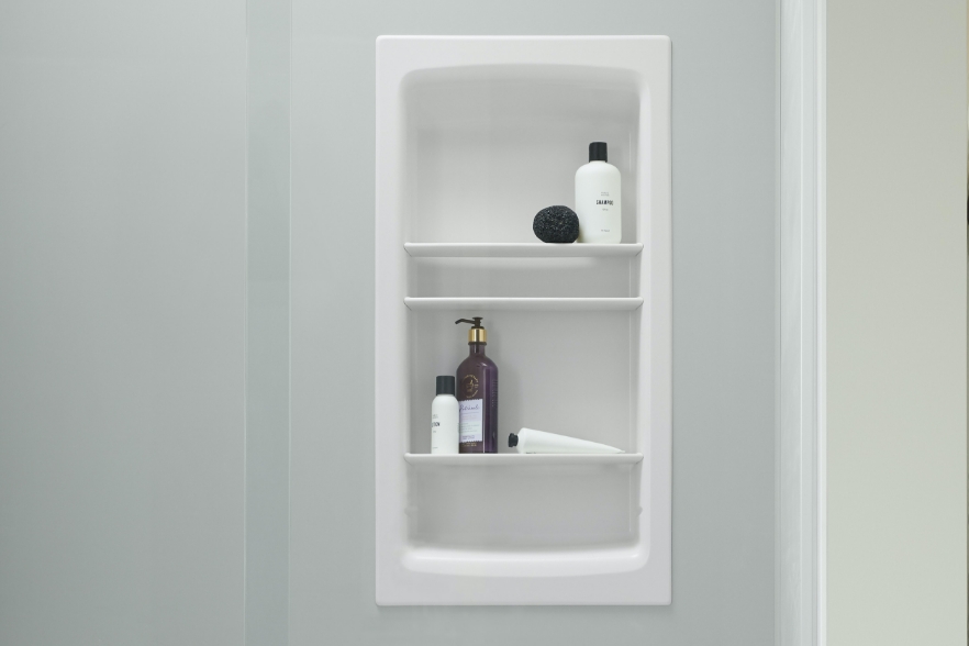 Shower Shelving Shower Storage Solutions KOHLER LuxStone Showers