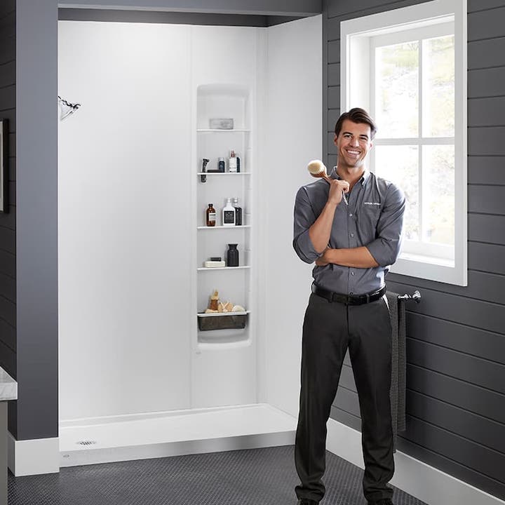 Shower Installation in as Little as One Day KOHLER LuxStone Showers