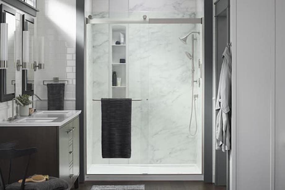 LuxStone Sliding Barn Door | KOHLER® LuxStone Shower