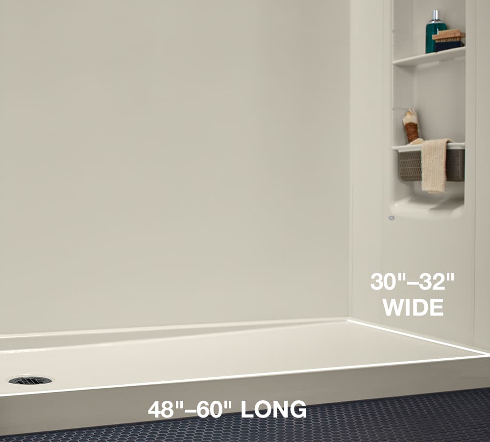 Shower Base Dimensions | KOHLER® LuxStone Shower
