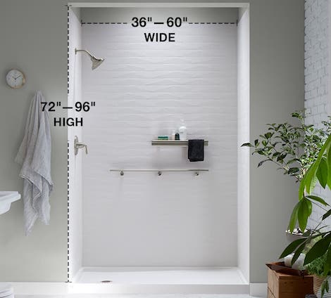 weekend bag Probably Walk In Shower Dimensions | Shower Sizes | KOHLER LuxStone Showers