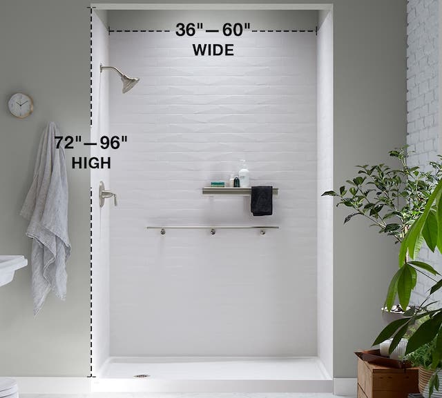 Walk In Shower Dimensions Shower Sizes KOHLER LuxStone Showers