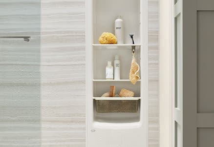 Clean LuxStone Shower Locker & Niche
