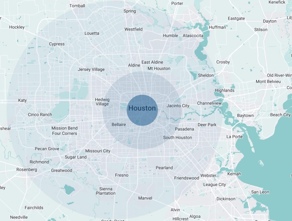 houston service area coverage map