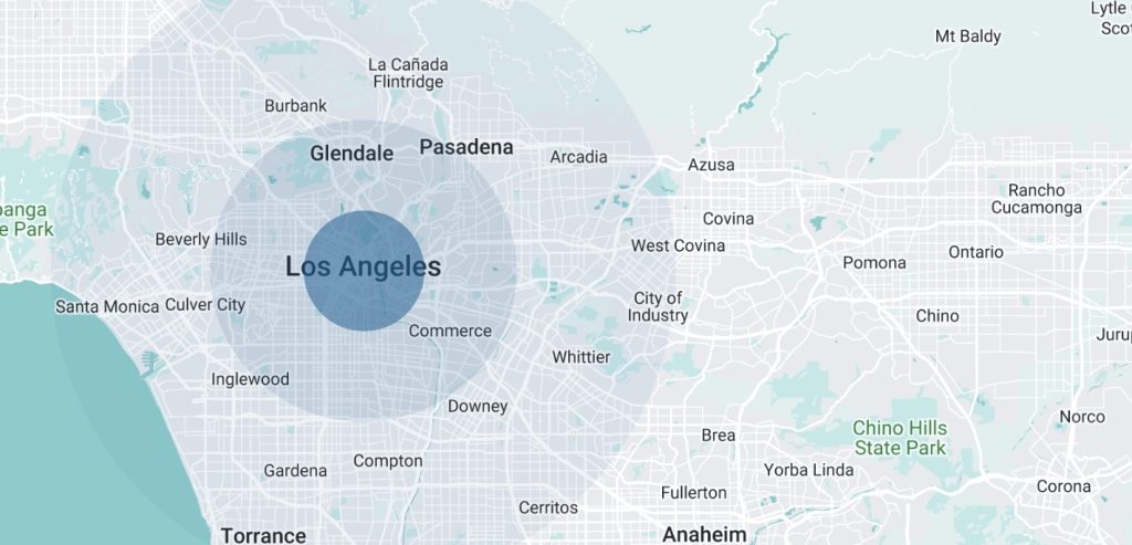 los angeles service area map